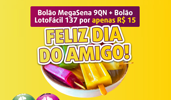 bolão MegaSena9Qn + lotofacil137 por apenas 15 reais! Total de 197 chances de ganhar o grande prêmio